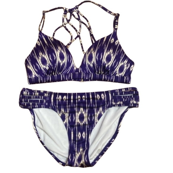 ATHLETA purple and white patterned bikini top is XS and bottom is S - Picture 1 of 9